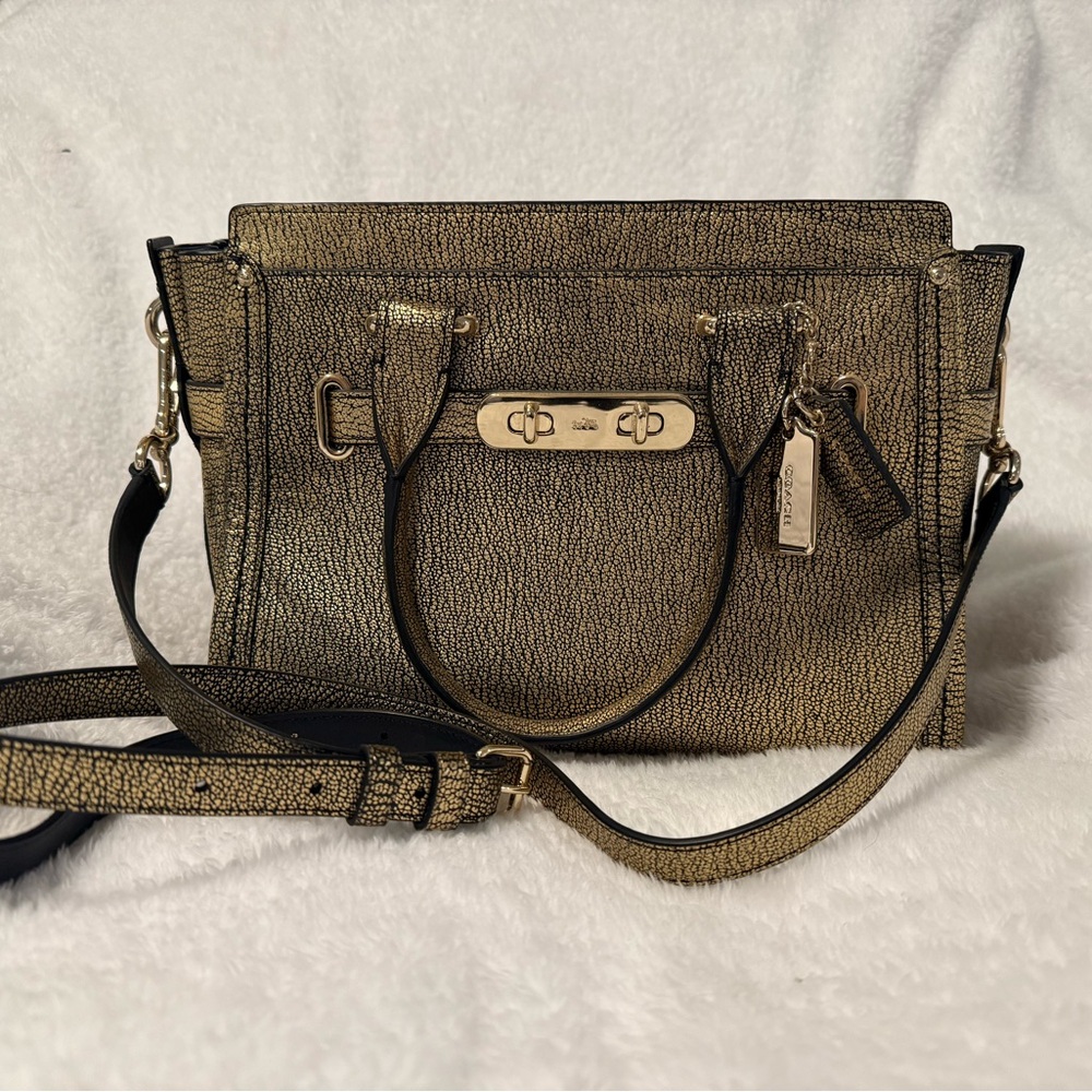 Coach Swagger Metallic Gold Crossbody Bag
